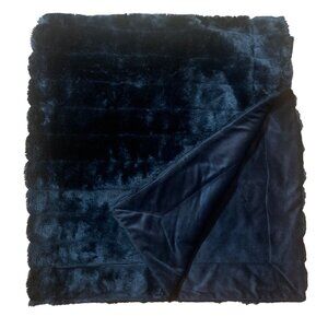 Elegant Royal Velvet Black Faux Fur Throw / Lap Blanket 50" X 60" Plush